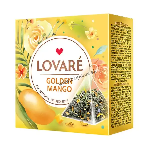 LOVARÉ Golden Mango, zelený čaj s príchuťou 30g (15 pyramíd)