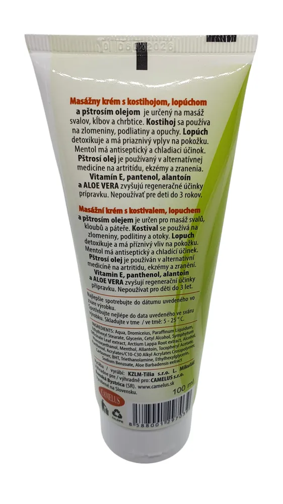 Masážny krém s kostihojom, lopúchom a pštrosím olejom 100 ml