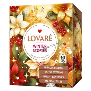 LOVARÉ Winter Stories, kolekcia porciovaných čajov (4 príchute, 32 porcií)