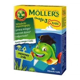 MÖLLER'S Omega-3 rybí olej v ovocných želé cukríkoch - Doplnok stravy pre deti
